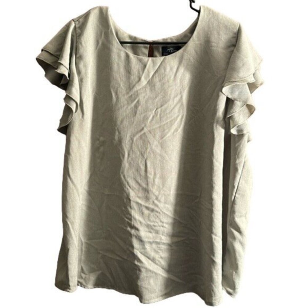 Milk & Honey Olive Avocado Green Cap Sleeve Blouse Size 2X GUC #0885-OAK